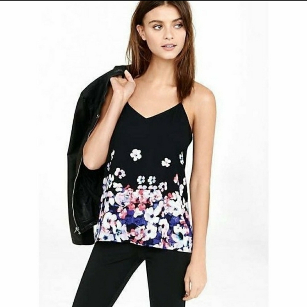 Express Floral Black Sz S Women's Top